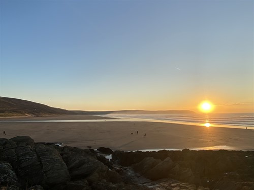 Woolacombe Winter Sunset With Dog