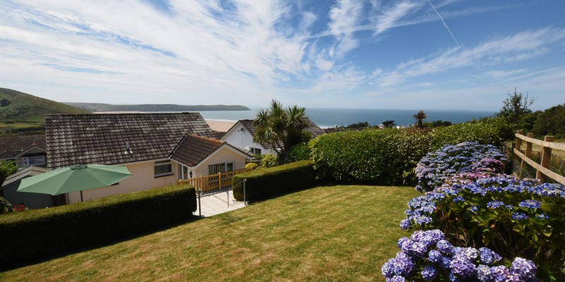 Lundy View Woolacombe Holiday Cottages Back Garden With Sea Views